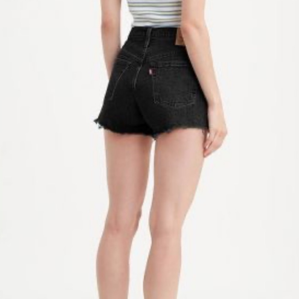 Levi’s 501 button fly black jean shorts - Picture 6 of 11
